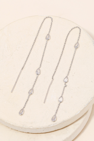 Rhinestone Teardrop Chain Dangle Earrings