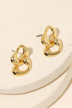 Abstract Metallic Hoop Link Dangle Earrings