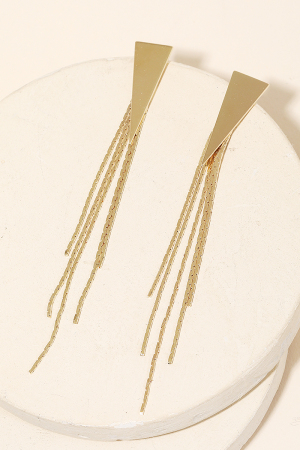 Triangle And Chain Fringe Dangle Earrings