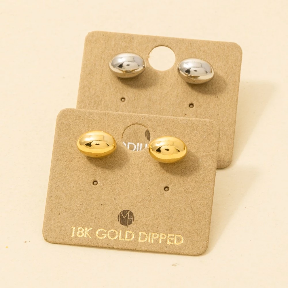 Oval Ball Stud Earrings