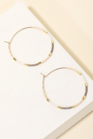 Multi Bead Wire Hoop Earrings