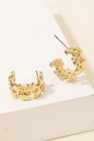 Warped Round Chain Link Earrings