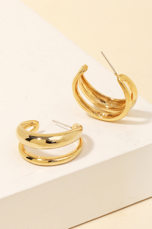 Mini Metallic Double Hoop Earrings