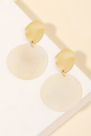 Disc Shell Drop Earrings