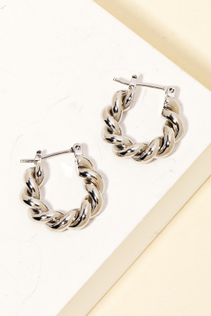 Mini Circle Twist Latch Hoop Earrings