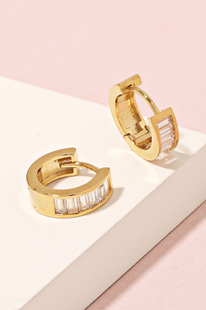 Small Baguette Studded Hoop Earrings