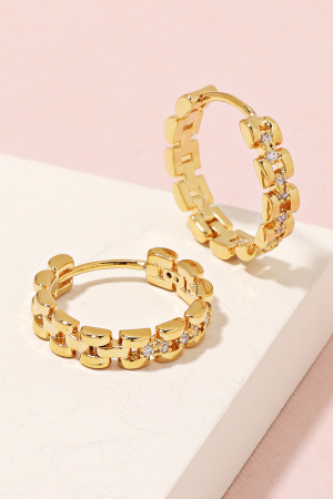 Studded Solid Chain Hoop Earrings