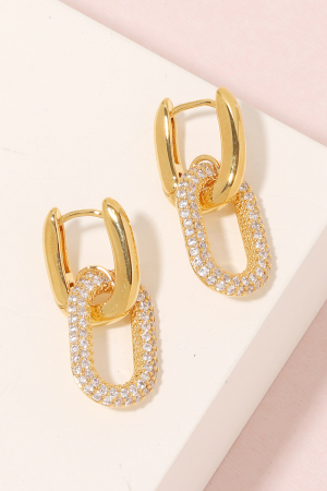 Studded Small Oval Chain Link Dangle Earrings