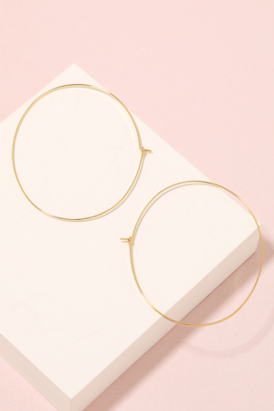 Large Thin Metallic Wire Hoop Earrings