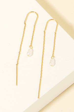 Pearl Bead Chain Threader Earrings