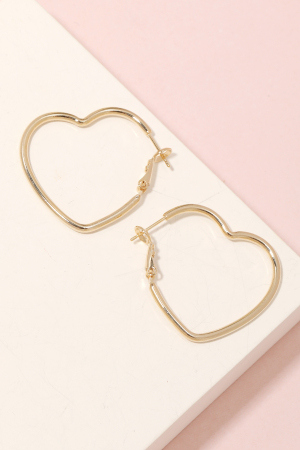 Metallic Heart Latch Hoop Earrings