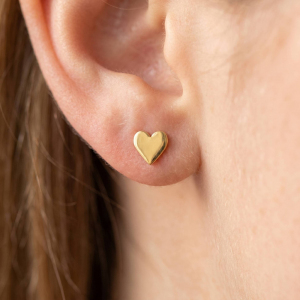 18K Gold Dipped Opal Heart Stud Earrings