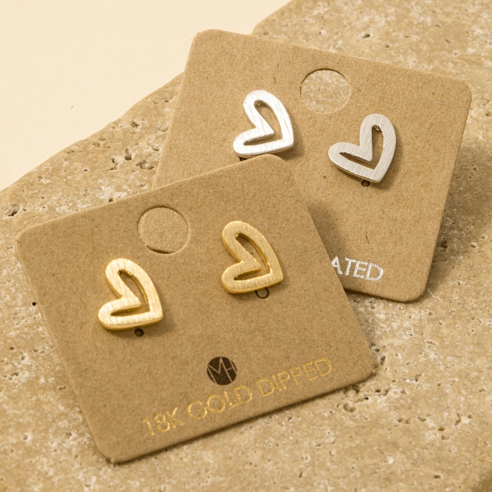 Gold Dipped Heart Stud Earrings