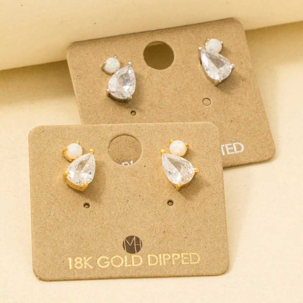 Rhinestone Teardrop Stud Earrings