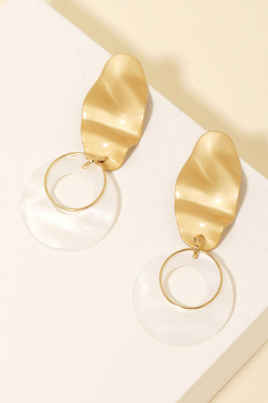 Mother Of Pearl Circle Drop Earrings