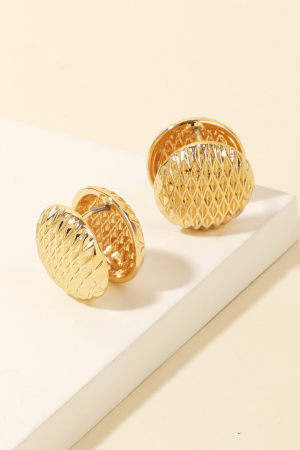 Metallic Textured Round Huggie Earrings