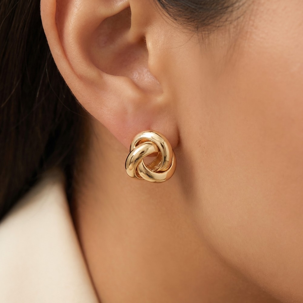 Metallic Knot Stud Earrings