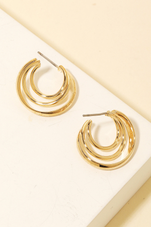 Triple Layered Metallic Hoop Earrings