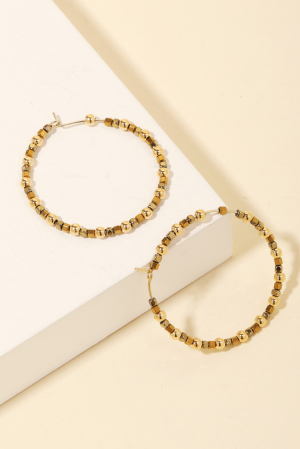 Assorted Wire Bead Hoop Earrings