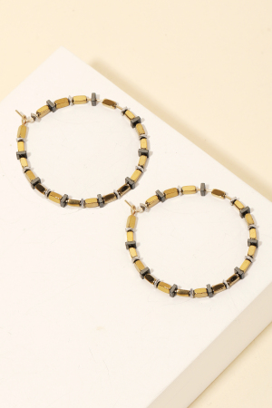 Assorted Bead Hoop Earrings