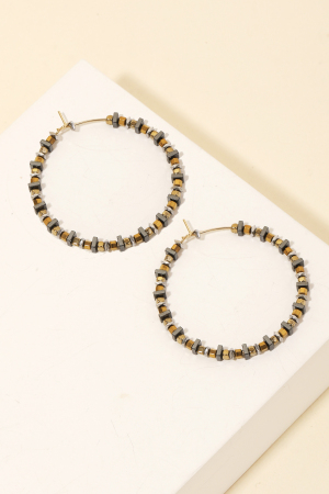 Wire Beaded Hoop Earrings
