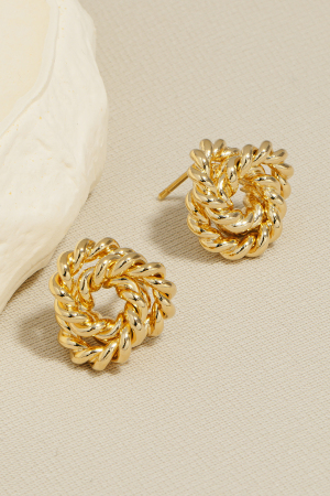 Metallic Braided Hoop Stud Earrings