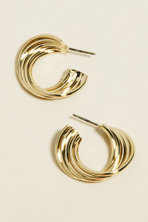 Solid Layered Metallic Hoop Earrings