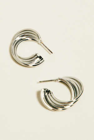 Solid Layered Metallic Hoop Earrings