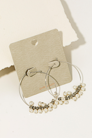Pearl Beaded Thin Circle Hoop Earrings
