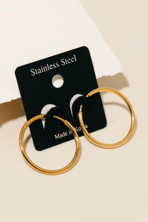Stainless Steel Thin Tube Hoop Earrings