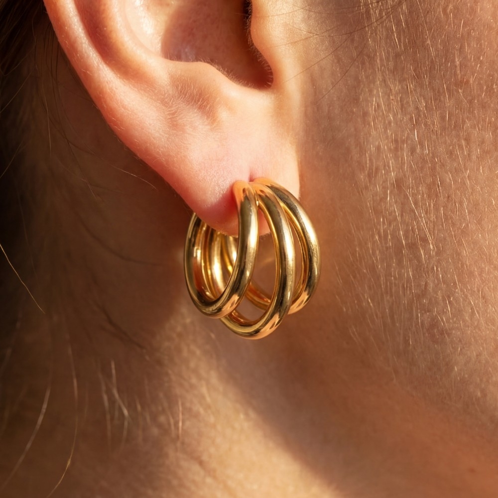 Stainless Steel Layered Tube Hoop Earrings