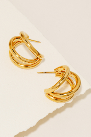 Stainless Steel Layered Tube Hoop Earrings