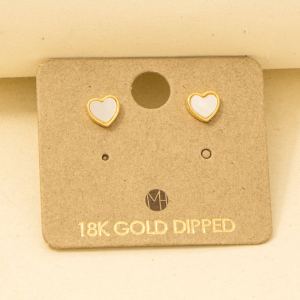 Gold Dipped Mini Heart Shell Stud Earrings