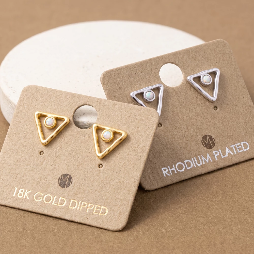 Open Triangle Opal Stone Stud Earrings