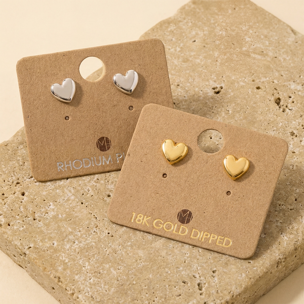 Gold Dipped Mini Heart Stud Earrings