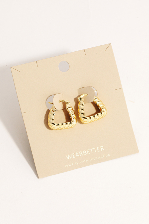 Metallic Croissant Square Hoop Earrings