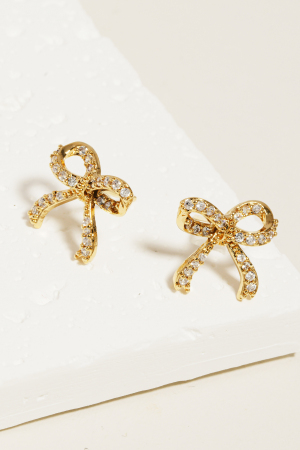 Rhinestone Ribbon Bow Stud Earrings
