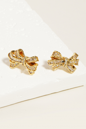 Mini Layered Ribbon Bow Stud Earrings
