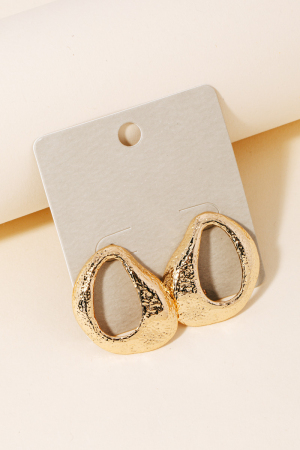 Textured Oval Hoop Stud Earrings