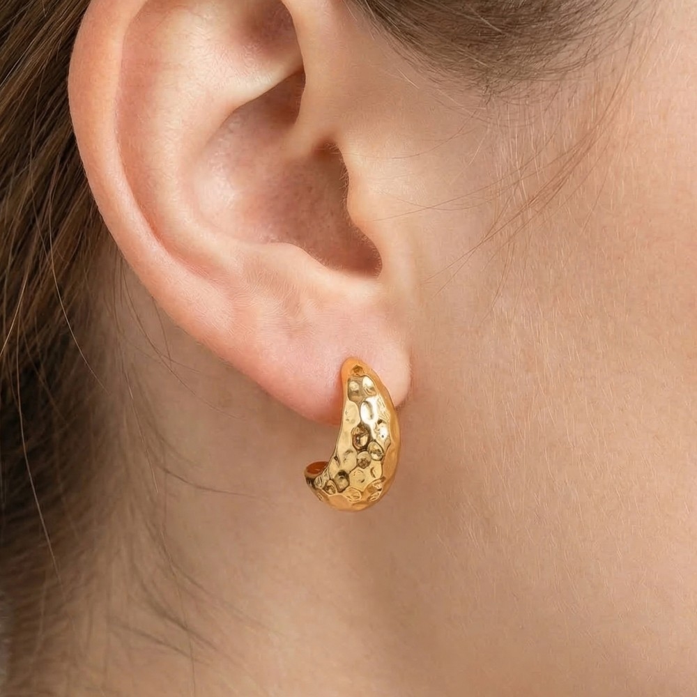 Dented  Metallic Hoop Earrings