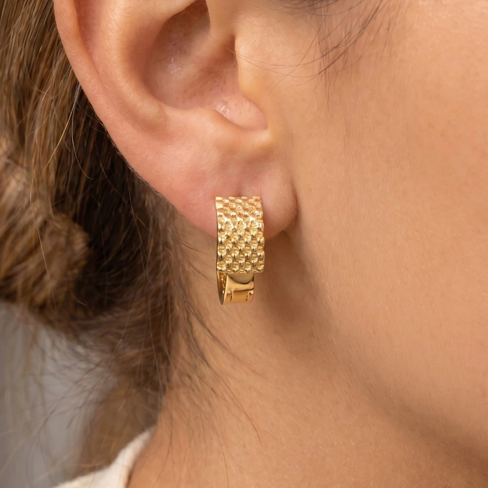 Gold Dipped Simple Flat Hoop Earrings