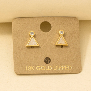 Mini Gemstone Triangle Stud Earrings