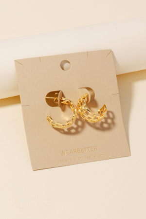 Gold Dipped Solid Square Chain Hoop Earrings