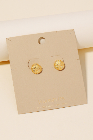Gold Dipped Textured Knot Stud Earrings