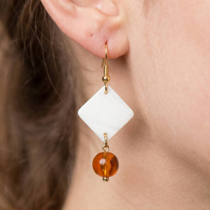 Acrylic Faceted Diamond And Bead Cluster Earrings