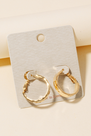 Small Hammered Metallic Latch Hoop Earrings