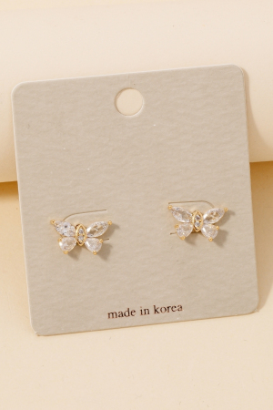 Cubic Zirconia Butterfly Stud Earrings