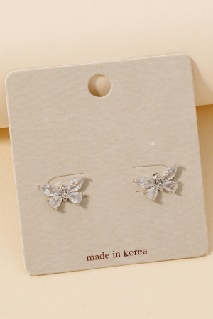Cubic Zirconia Butterfly Stud Earrings