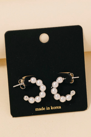 Pearl Beaded Hoop Earrings
