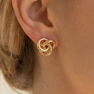 Triple Metallic Knot Stud Earrings
